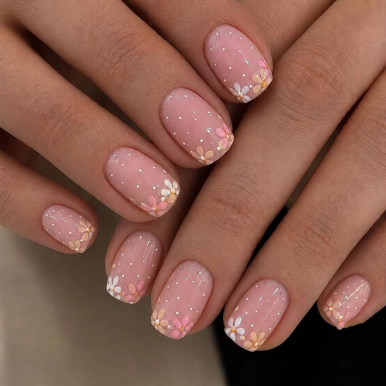 Nail Art Dusty Pink - Krótkie, kwadratowe, wielokrotnego użytku, naklejane sztuczne