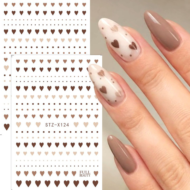 Nail Art Valentine - 2 szt. Urocze brązowe naklejki na