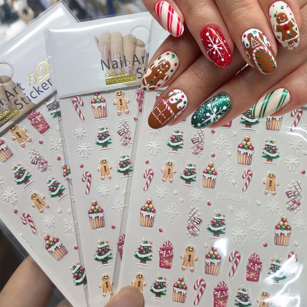 Nail Art For Men - 1 szt. Świąteczna naklejka na paznokcie