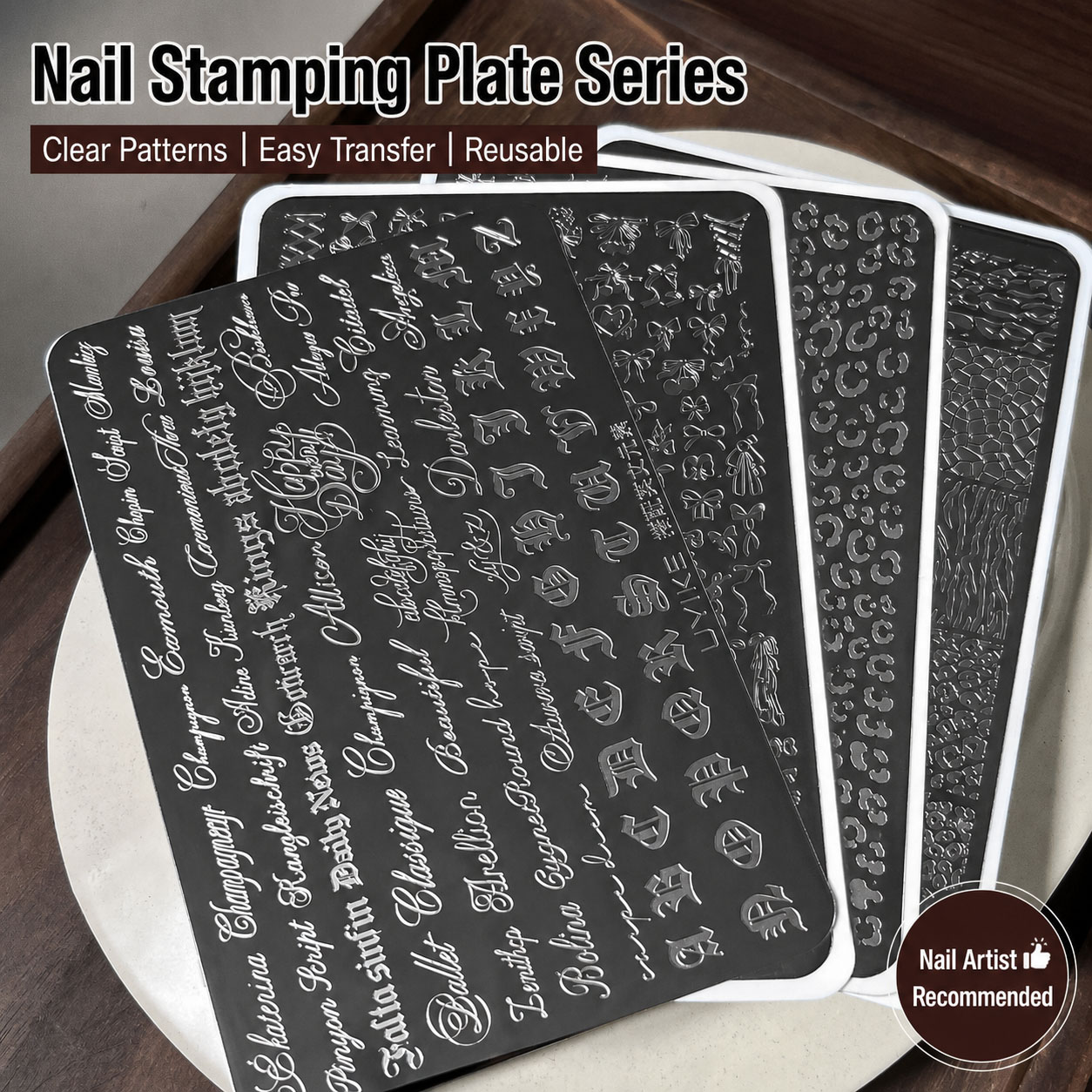 Nail Art Gothic - Gotyckie litery do zdobienia paznokci, płytka