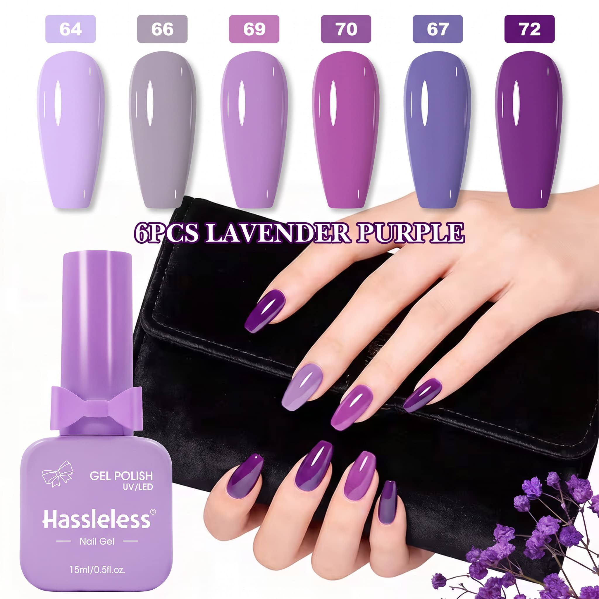 Nail Art Lilac - Bezproblemowy zestaw 6 lakierów do paznokci